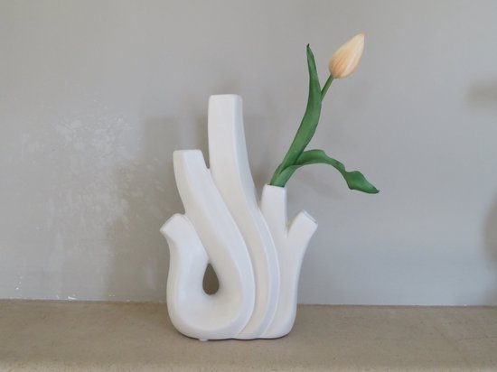 Tulpenvaas Dana - Aardewerk - Wit - 24,5 cm hoog