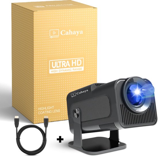 Cahaya 2025 ULTRA model - WiFi 6 mini beamer- Ultieme draagbare beamer - 390 ANSI - 4K - 1080p - Android - Apple - Bt 5.0
