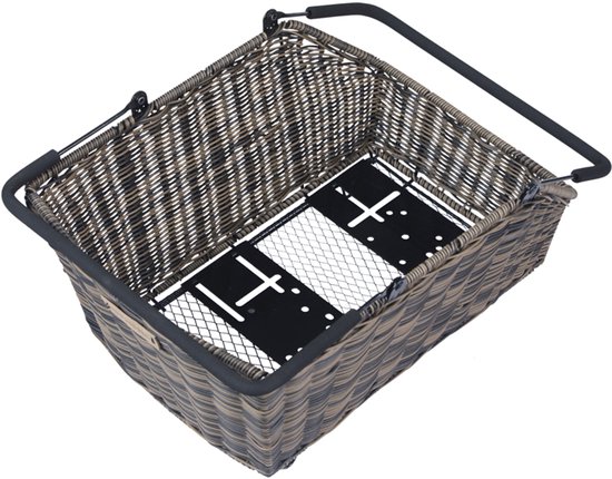 Basil Cento Rattan Look Multi System Fietsmand - Achter - Kunststof rotan - Bruin -22 Liter van Basil — afbeelding 2