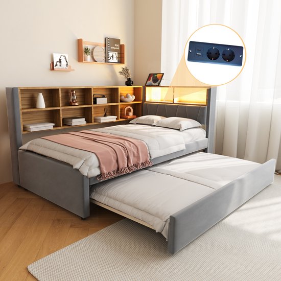 JiaOyu Multifunctioneel slaapbank, uitschuifbaar 90/180 x 200 cm, Uitschuifbare 2-zitter