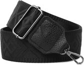Eleganci® - Tassenriem - Bag strap - Bagsstrap - Dames Tas - Schouderband - Verstelbaar - Tassenhengsel - Tassen Band - 140 cm lang - 5,5 cm breed - Canvas - Roestvrijstaal - Zwart