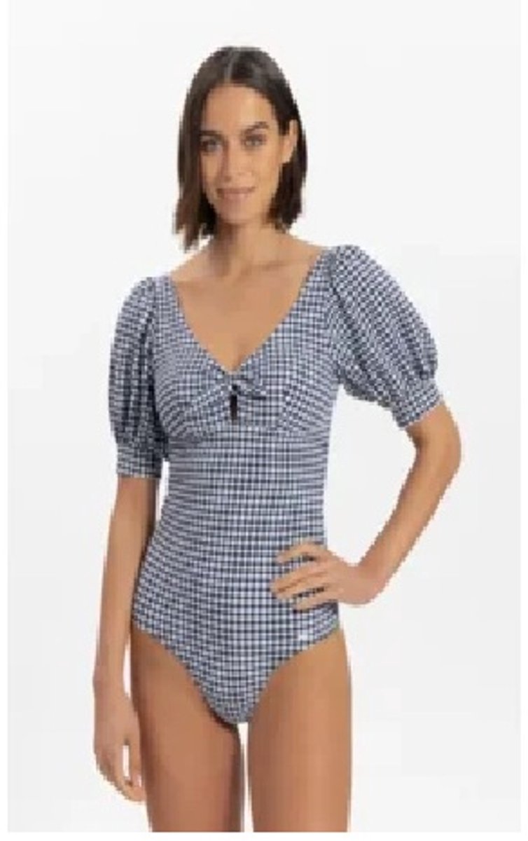 Cyell Gingham badpak in blauwe vichy-print 38B