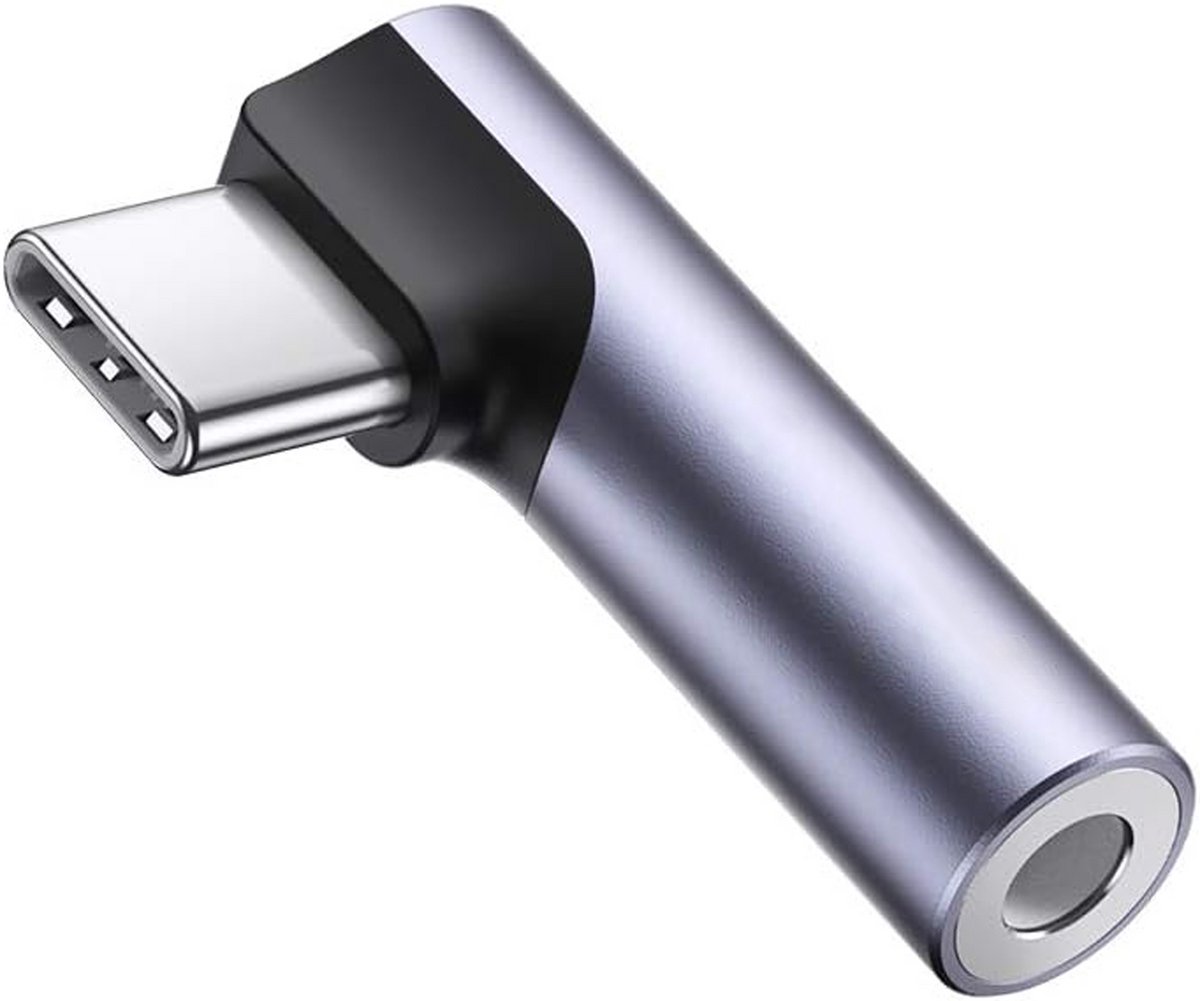 Qost - USB-C naar 3.5mm Jack Adapter - Aux naar USB C Kabel - Audio Verloopstuk Tussenstukje Oortjes - Spacegrey