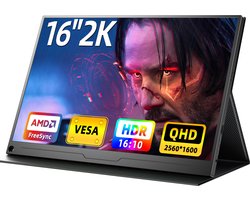 UPERFECT Portable Monitor 16" QHD 2560x1600P Draagbaar Monitor 100% sRGB 1500:1 IPS for Gaming/Design with VESA Mount for Laptop/Switch/MacBook