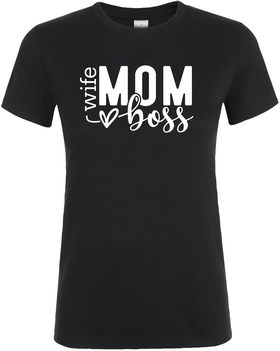 Wife Mom Boss T-shirt - Dames T-shirt - Cadeau - Mama - Beste Moeder Ter Wereld - Jarig - Verjaardagscadeau - Moederdag - Moederdag Cadeau - Mom - Moeder Cadeau - verjaardag - Maat S
