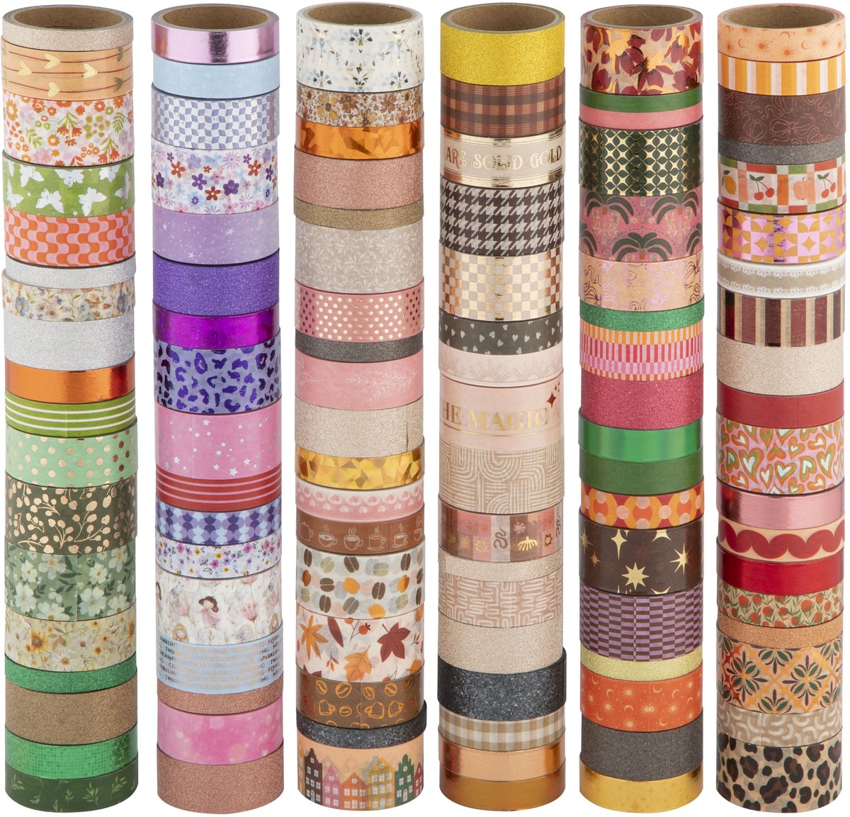 Washi Tape 108pcs - bullet journal accesoires - 3 meter per rol - Verschillende Designs - Stickers & Tapes - Journaling - Stickers Bullet Journal - Joya Creative — afbeelding 10
