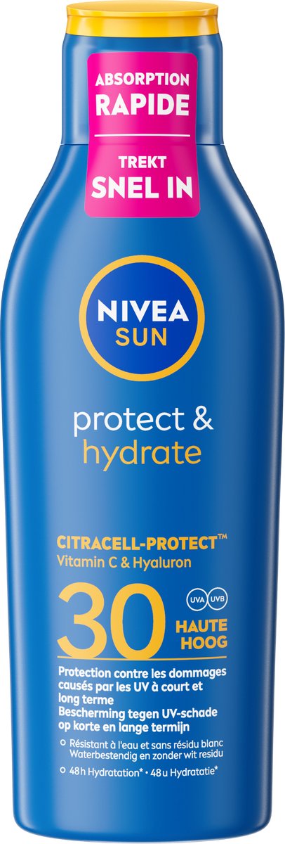 Goedkoopste NIVEA SUN Protect & Hydrate Zonnebrand SPF 30 - Zonnecrème - Zonnemelk - Beschermt en Hydrateert - Zonnebrandcreme - 200 ml