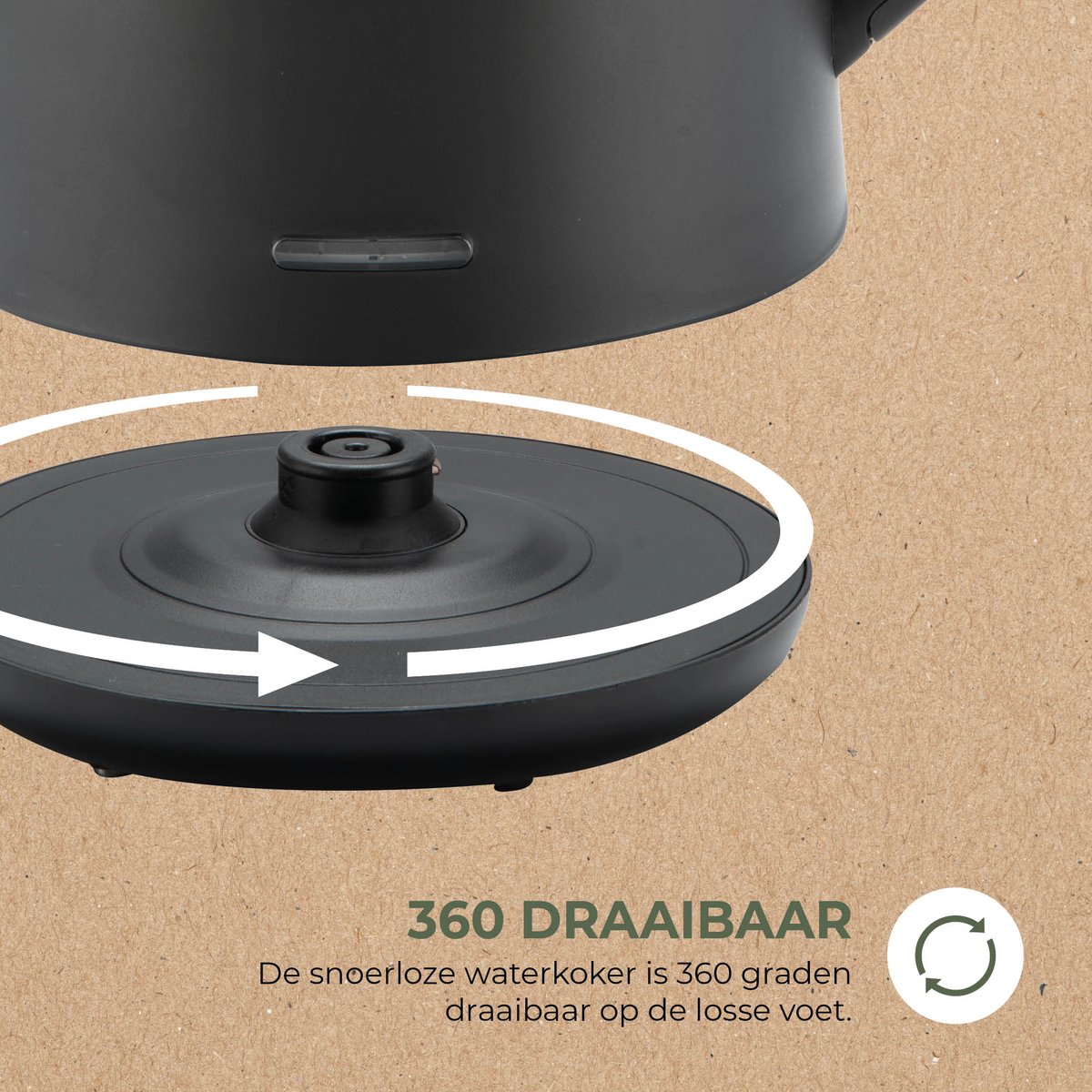 Bourgini Elements - Digitale Waterkoker - Zwart - 1.7 liter inhoud - GRS gecertificeerd gerecyclede materialen — afbeelding 5