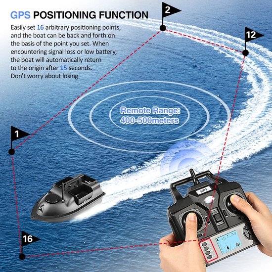 Voerboot - Voerboot karper - Karpervissen - 3 Voerbakken - 40 GPS Posities - 2KG laadvermogen - Automatische terugkeerfunctie - 500M van Merkloos — afbeelding 4