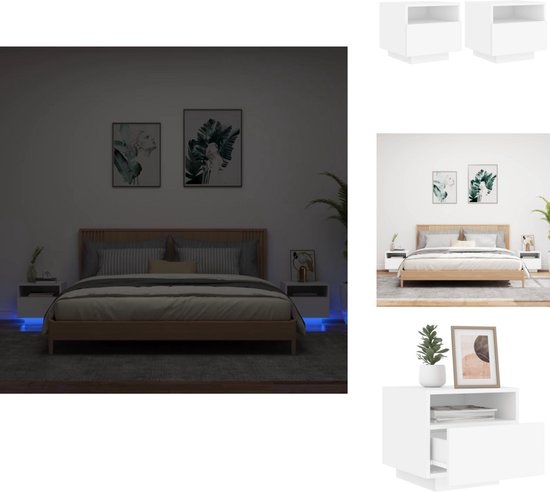Nachtkastjes met LED-verlichting 2 st 40x39x37 cm sonoma eiken