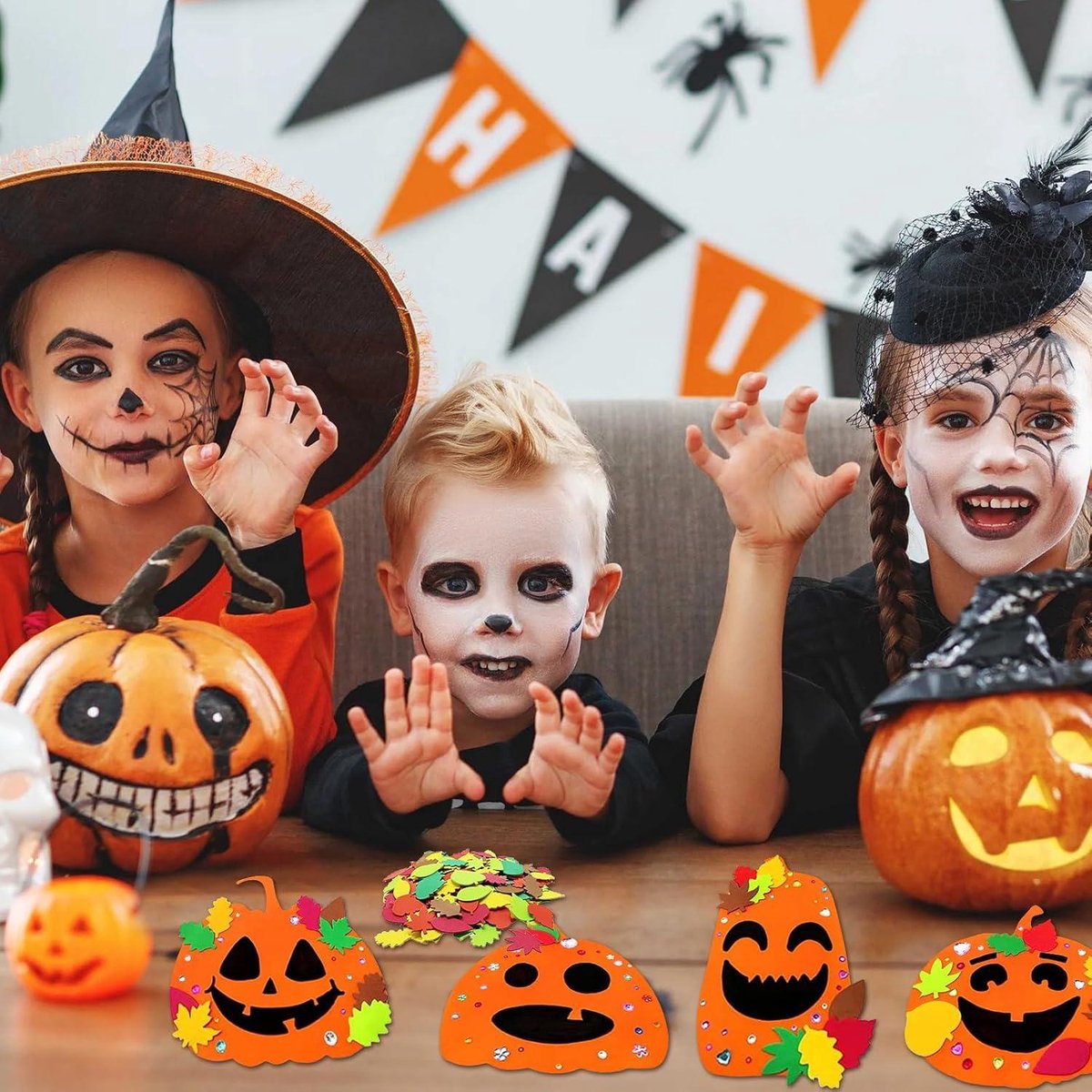 Kit De Bricolage Halloween En Mousse Pour Enfants - 12 Pièces (citrouilles, Fantômes, Chapeaux) Avec Autocollants | Décoration D'automne Et Activité Manuelle