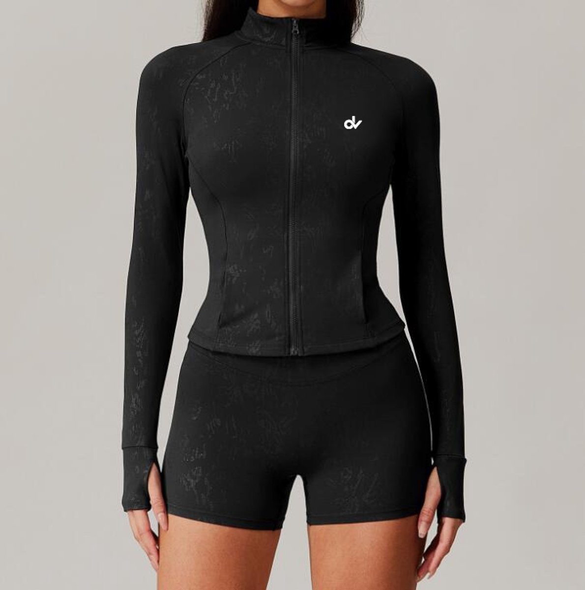 Maat S – Zwart Gemêleerd Sportvest Dames – Stretch & Ademend – Met Ritssluiting – Diana Verweijen Collectie – Onderdeel van Luxe Sportset