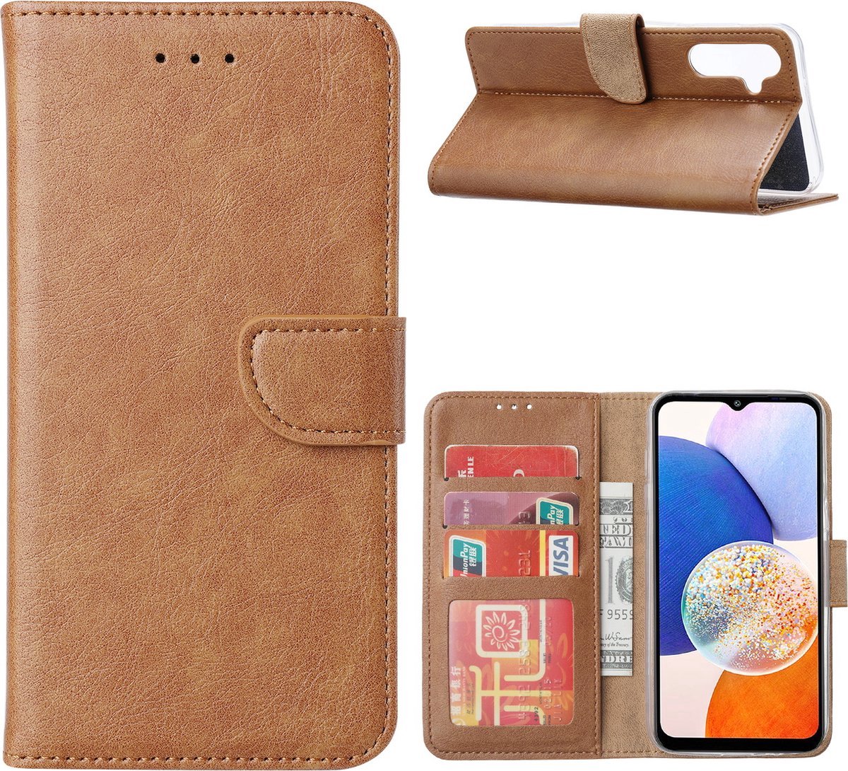 Portemonnee Book Case Hoesje Geschikt voor: Samsung Galaxy A24 - Lichtbruin