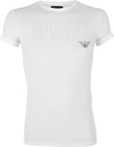 Emporio Armani - Basis Ronde Hals Shirt Wit met Glansprint - XL
