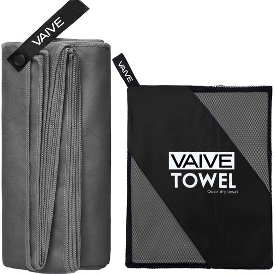 VAIVE Microvezel handdoek - Strandlaken 100x200 - Badlaken - Reishanddoek Sneldrogend - Grijs