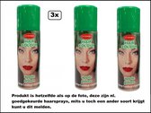 3x Haarspraygroen125 ml - Word bezorgd in doos ivm beschadeging - Festival thema feest carnaval haar kleurspray party