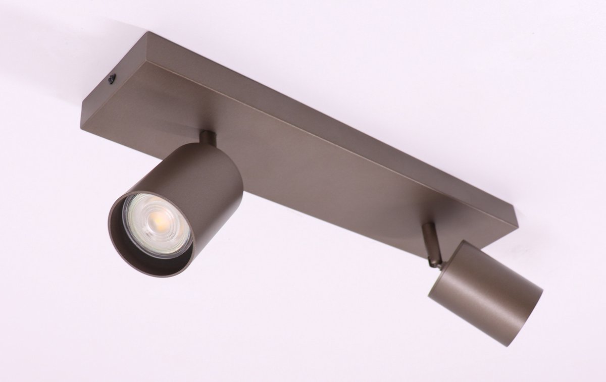 Opbouwspot 2-lichts LED - Cacao bruin/Champagne 40 cm