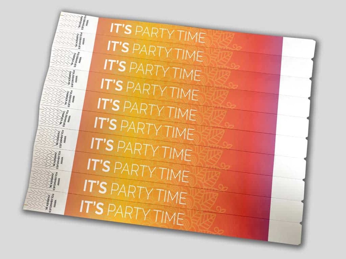 Tyvek Polsbandjes | Party Time | 50 Stuks