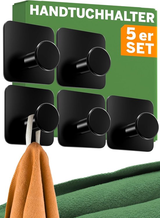 BOBOZAN 6-pack zelfklevende haken om op te hangen, extra plakkerig en sterk, max. 5 kg belasting, veelzijdige zware wandhaken zonder spijker, voor badkamers, keukens, deuren, kasten, bedgordijnen