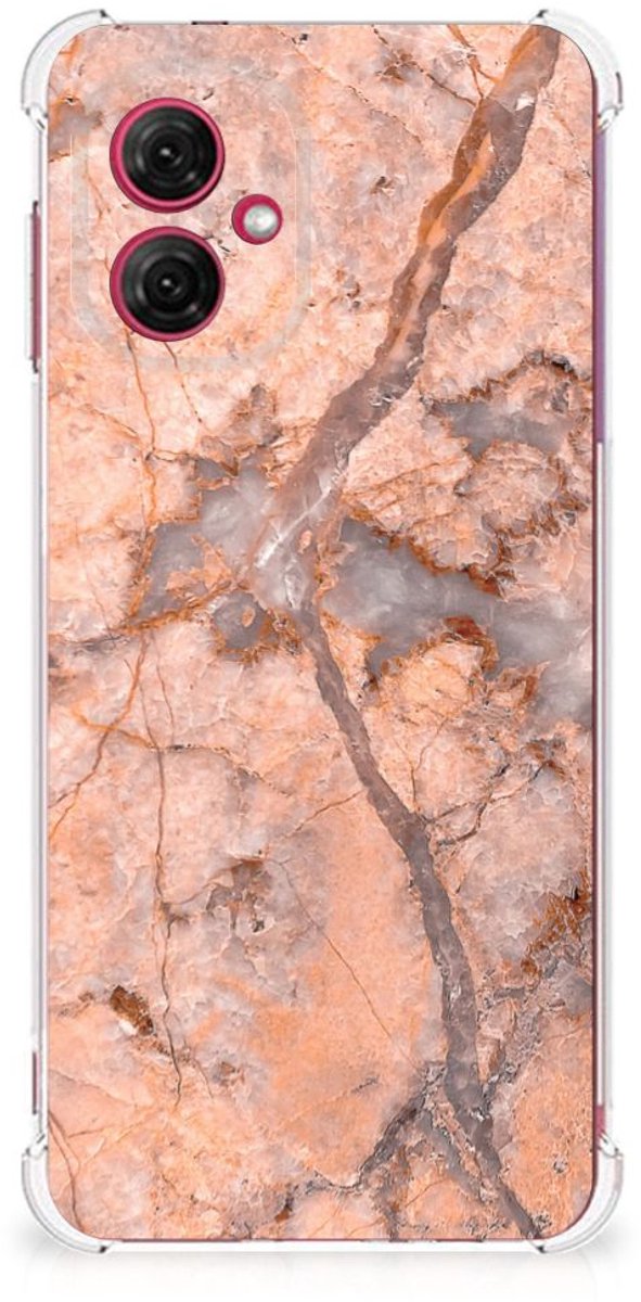 Motorola Moto G55 Anti-Shock Hoesje Marmer Oranje