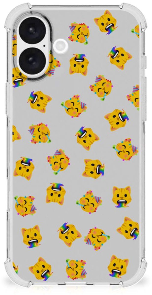 Back Cover voor Doorzichtige Silicone Hoesje voor iPhone 16 Plus Katten Emojis