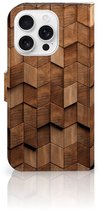Book Style Case voor iPhone 16 Pro Wooden Cubes