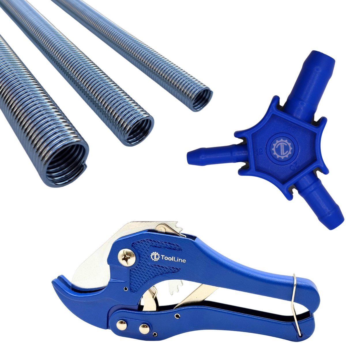 ToolLine® - Meerlagenbuis montage set - Uitwendige buigveren set 3-delig - Kalibratie tool - Buizenschaar - geschikt voor PEX