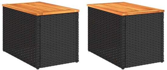 Table d'appoint de jardin vidaXL - Tables d'appoint de jardin - Table d'appoint d'extérieur - Table d'appoint de Jardin - Tables d'appoint de jardin 2 pièces 55x34x37 cm Bois Résine tressée Noir