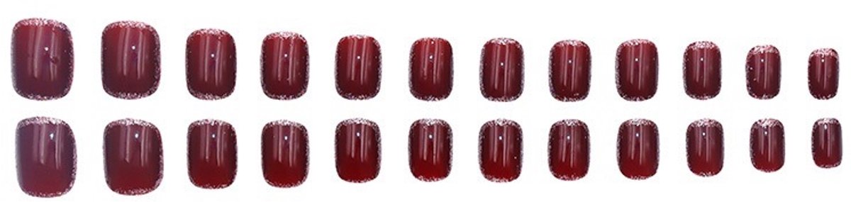 verymeet-24Plaknagels-Press On Nails -delicate & comfartable-Zilveren rand edelsteen stijl
