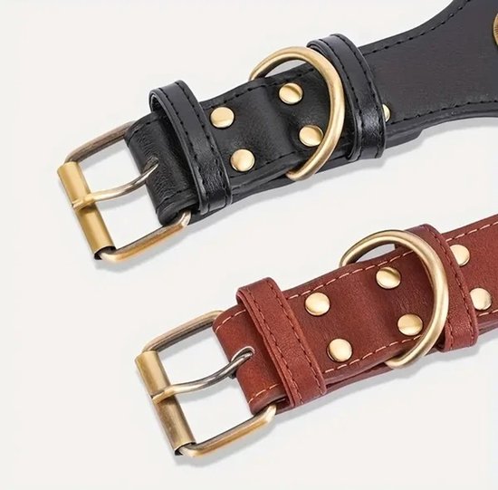 Zachte Echt Lederen Hondenhalsband Met Gespbescherming De Zwart 50 58cm 38cm Zachte Echt Lederen Hondenhalsband Met Gespbescherming De Zwart 50 58cm 38cm