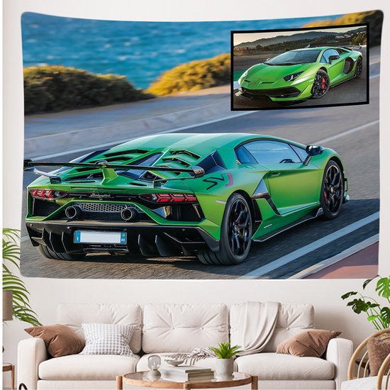 Ulticool - Bugatti Auto - Tapisserie - 200x150 cm - Groot tapisserie - Affiche - Vert