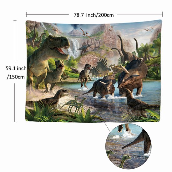 Ulticool - Dinosaurus Group T- Rex - Tapisserie - 200x150 cm - Groot tapisserie - Affiche - Chambre d'enfant