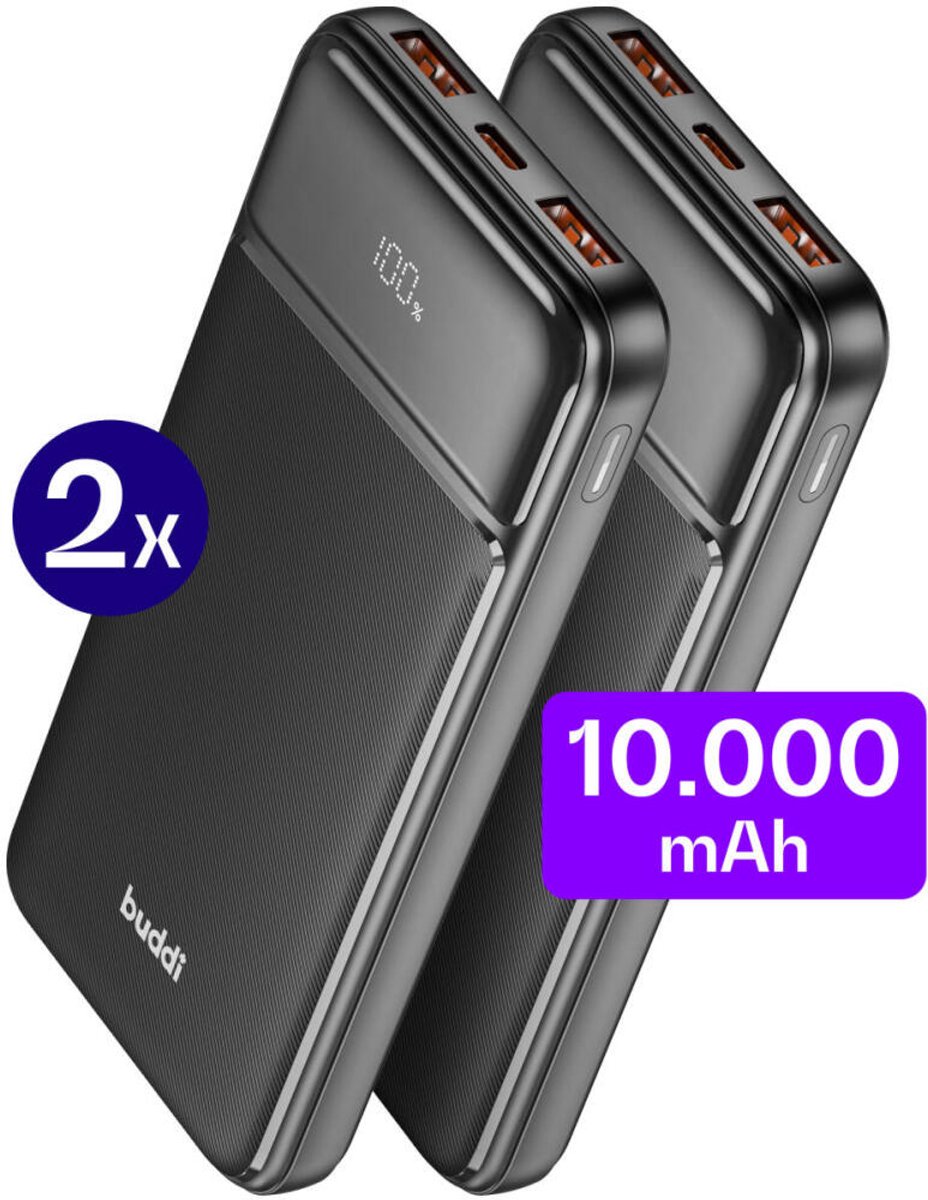 Duo Pack 10.000 mAh Powerbank Buddi Boost - Reisformaat - Duo - €34,95