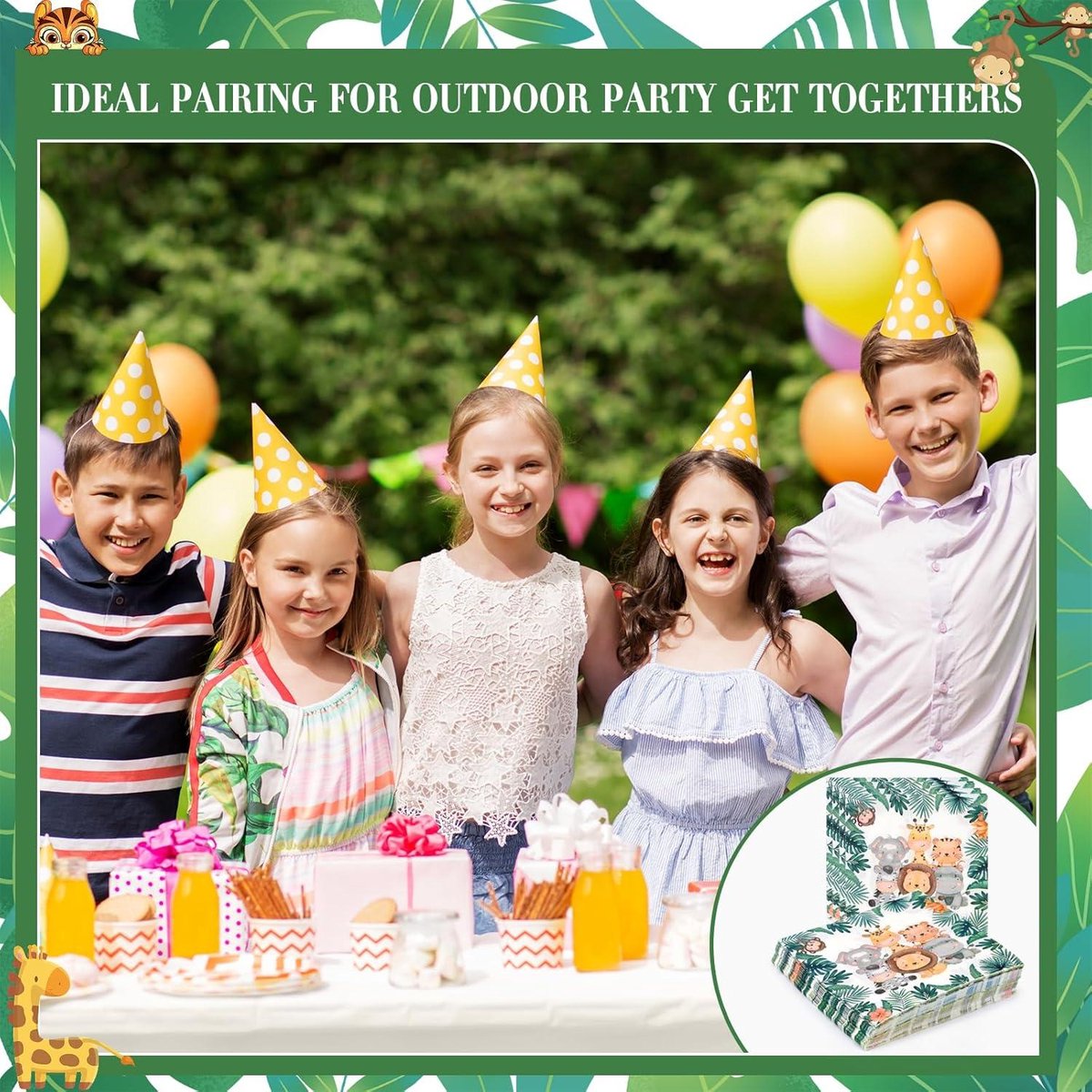 Kotkiddy® Set van 20 servetten voor kinderverjaardagen, jungle