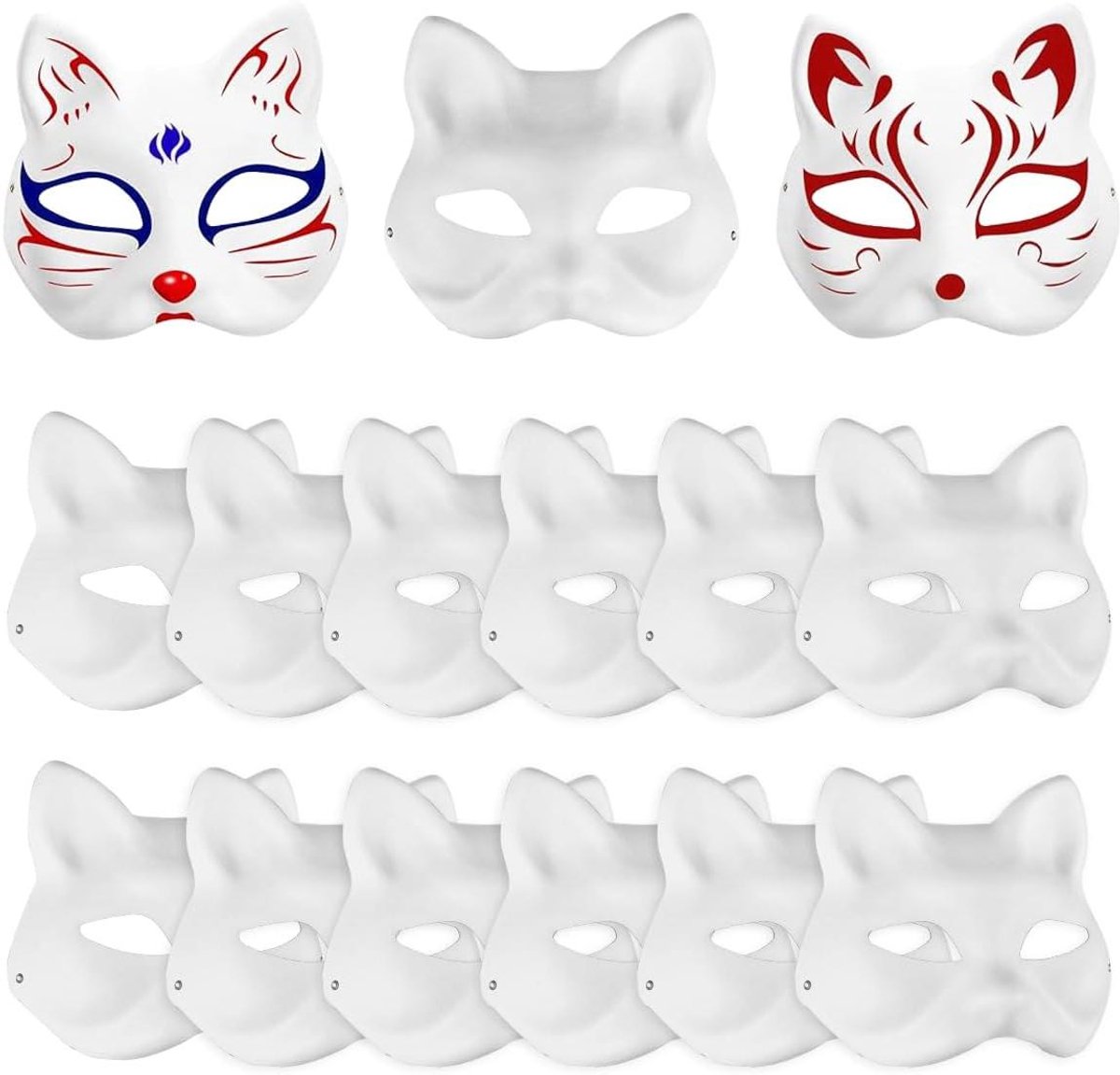 Wit Kattenmasker Therian Masker Cosplay-masker Schilderen Halloween Carnaval Maskerade - Set van 15