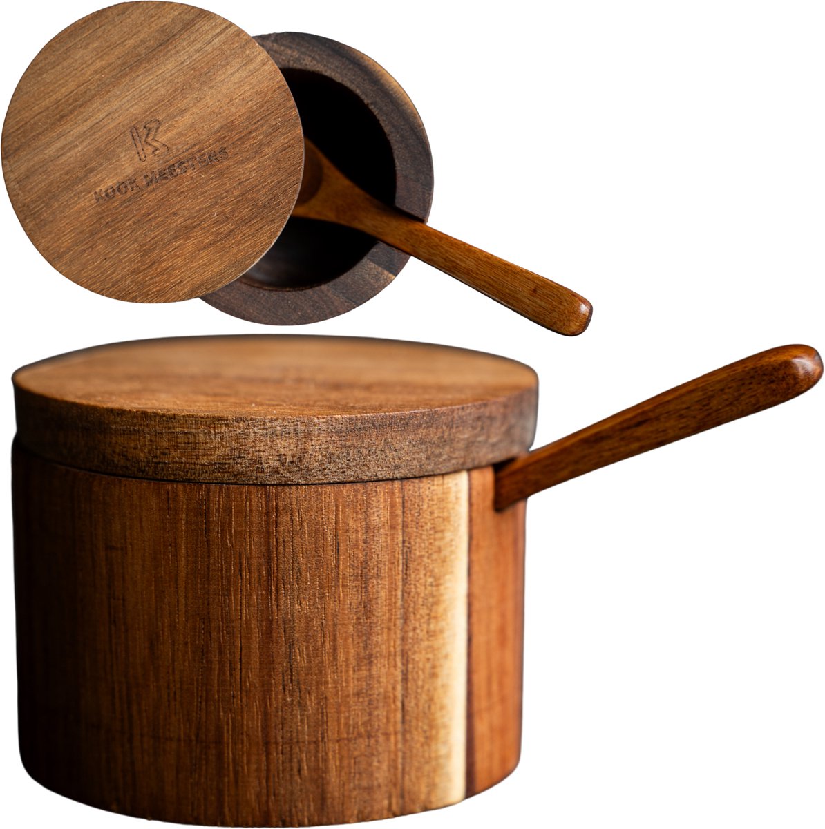 Kookmeesters® Luxe Suikerpotje – 100% Massief hout – Kruiden vermaler – Vijzel – Vijzel met stamper – Kruidenpotjes – Suikerpot - Keuken – Zoutpotje