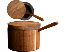 Kookmeesters® Luxe Suikerpotje – 100% Massief hout – Kruiden vermaler – Vijzel – Vijzel met stamper – Kruidenpotjes – Suikerpot - Keuken – Zoutpotje