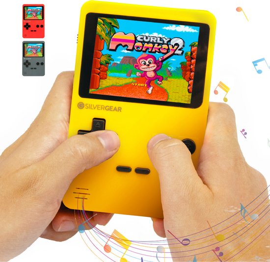 Retro Game Console 240 Games - Spelcomputer Voor Kinderen - Classic - Handheld - Geel - Silvergear