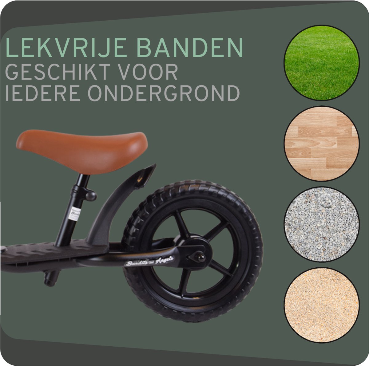 Bandits & Angels Metalen Loopfiets Met Mandje Starter Zwart met Voetenplank vanaf 2 Jaar - Limited Edition - Zwarte Loop Fiets - Verstelbaar Zadel 29 tot 39 cm - Voor Jongens en Meisjes - Compact en Veilig - Lage Instap met Voetenplank — afbeelding 2