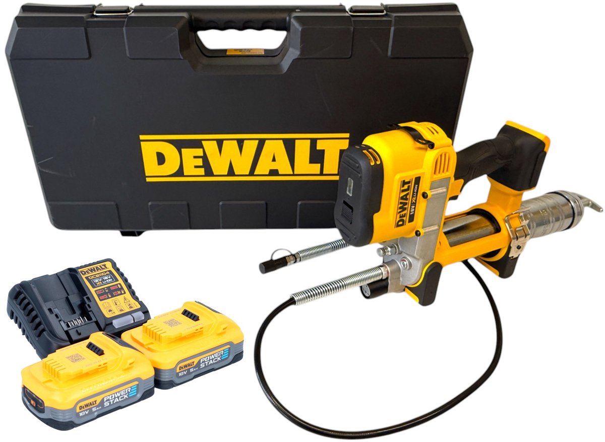 DeWalt DCGG 571 H2K accu vetspuit 18 V + 2x Powerstack accu 5.0 Ah + lader