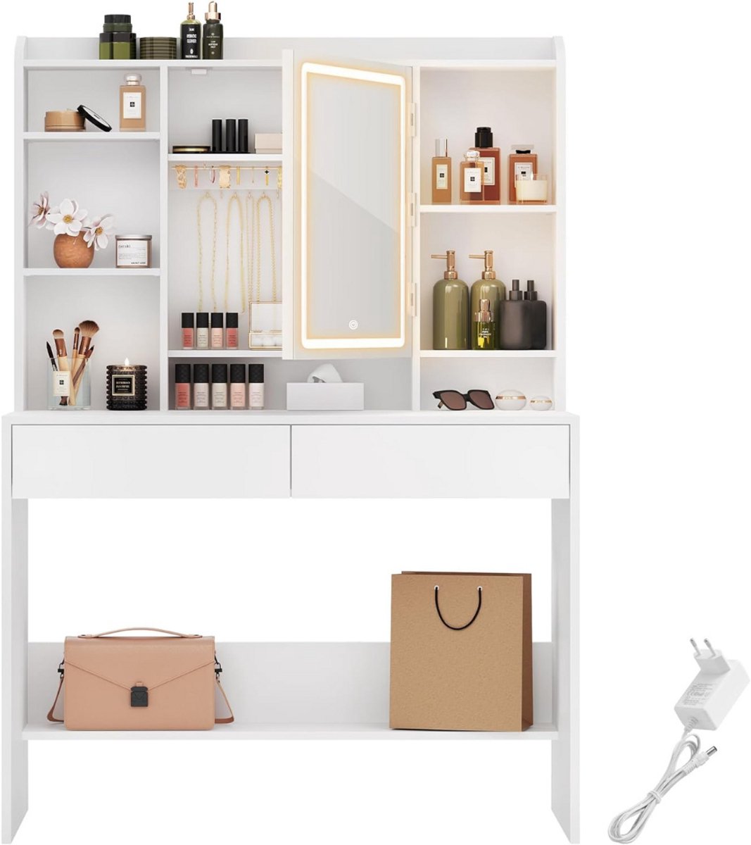 ApexArte® Make Up Tafel met Spiegel - Kaptafel - Voor Vrouwen & Meisjes - Wit