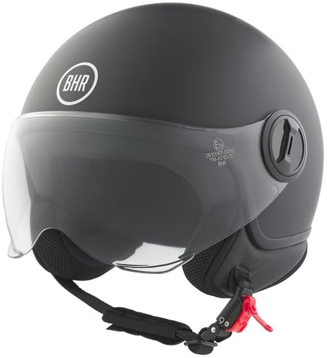 BHR 835 - Vespa helm - mat zwart - maat M - mat zwarte Jethelm - Scooter en Motorhelm - Helm met Vizier