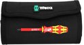 Een zwarte stoffen tas met een Wera-logo en een afbeelding van een rode en gele schroevendraaier erop.