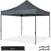 VONROC Partytent - 3x3 m – Premium easy-up Partytent - Modulair Ontwerp – Opvouwbaar – Waterdicht – Stalen Frame - 50+ UV Bescherming - Incl. Opbergtas - Grey