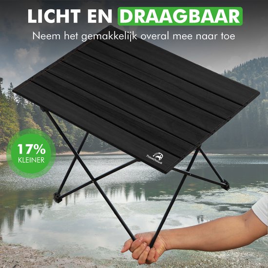 Travelhawk Campingtafel Inklapbaar - Campingtafel Opvouwbaar - Inklapbare Tafel - Kampeertafel - Vouwtafel - Camping Tafel - campingtafel Lichtgewicht - Picknicktafel Kinderen - Zwart - 68x40x40cm - Large van Travelhawk — afbeelding 2
