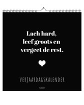 Verjaardagskalender Geluksmomenten - Inspiratie - Kalender - Wandkalender - Moederdag - Cadeau Mama - Planner - Positieve Spreuken - Motivatie - Black & White - Geluk - Maandplanner - 21 x 21 Cm - Zwart & Wit - Birthday - Inspirerend - Positiviteit