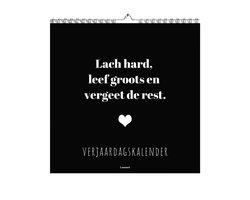 Verjaardagskalender Geluksmomenten - Inspiratie - Kalender - Wandkalender - Moederdag - Cadeau idee voor Mama - Planner - Positieve Spreuken - Motivatie - Happy - Geluk - Maandplanner - 21 x 21 Cm - Zwart & Wit - Birthday - Inspirerend - Positiviteit