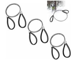 3-Pack - Nooddraad - Noodkoord - Draadzaag Reishaspel - Overlevingsdraadkabel - Voor het zagen van hout, bot, rubber en kunststof (zwart)