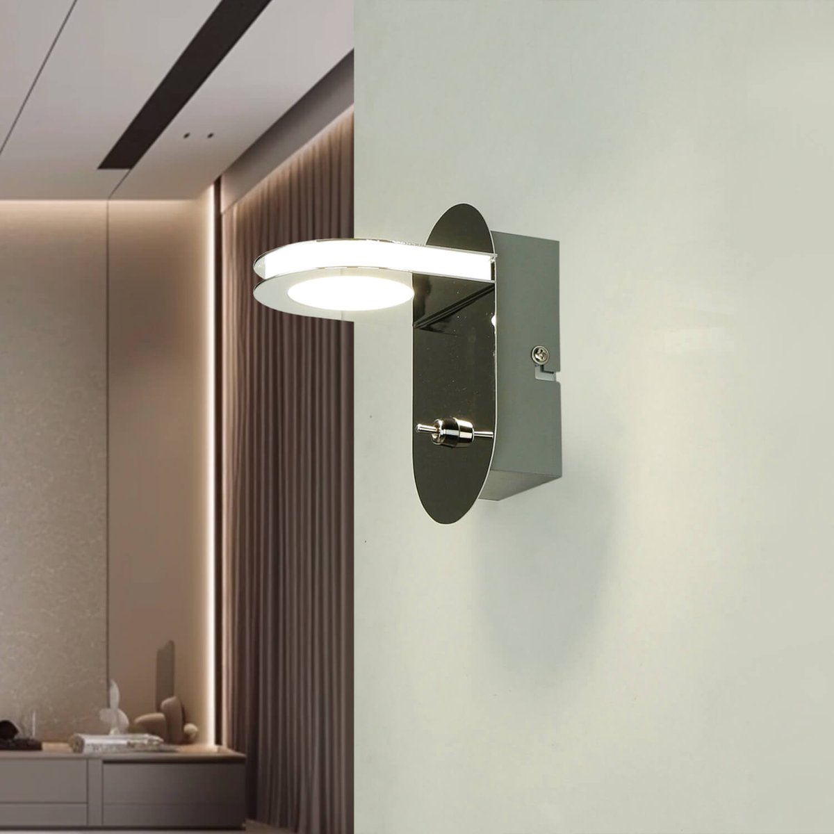 Licht-Erlebnisse - Breda - LED - Wandlamp - 4000K - 384lm - van - Metaal glas - in - Chrom