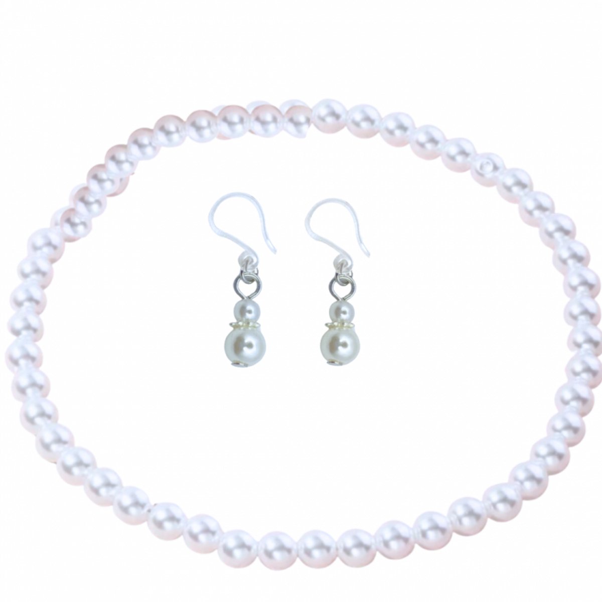 2-Delig -Bruidset- Nila- parel ketting- Allergievrije oorbellen-synthetische - Charme Bijoux